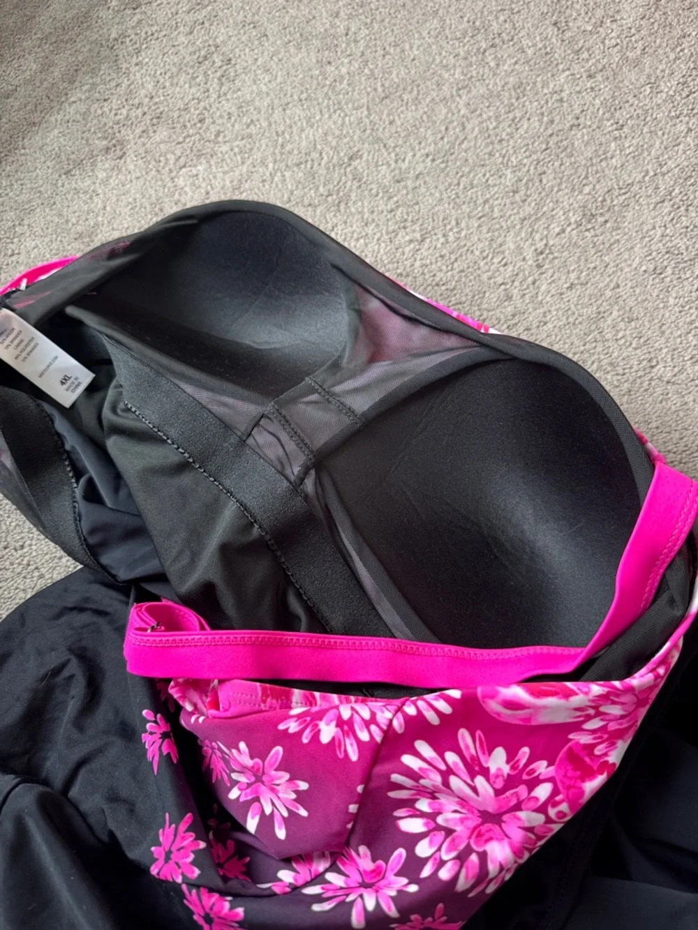 Meet.Curve Pink Black Ombre Floral Wireless Swim Dress Plus SIZE 4XL